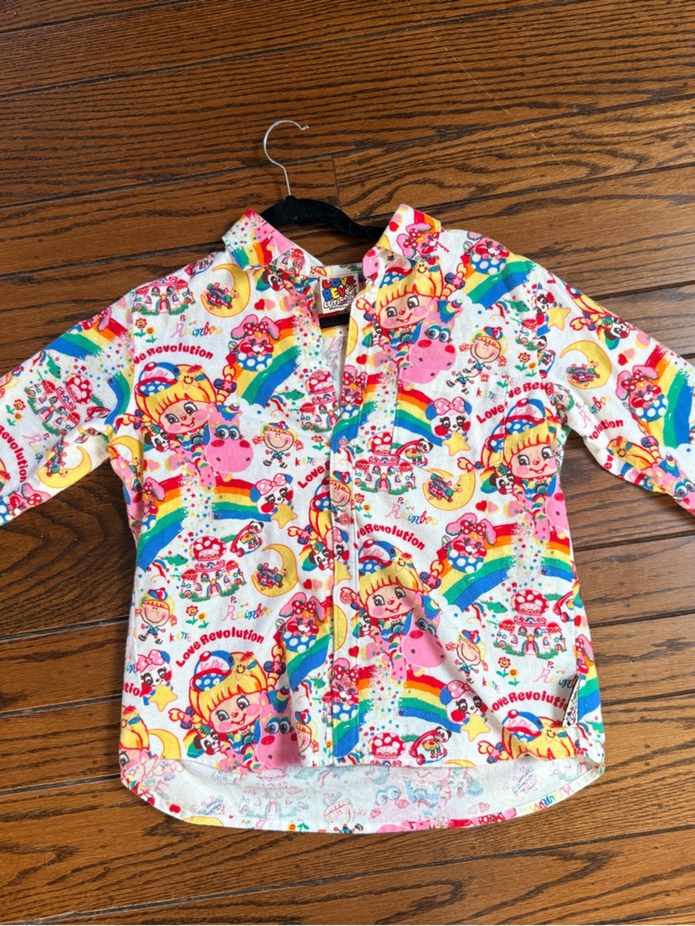 Vintage 70s Flannel Shirt Rainbow Graphic Love Revolution Rare Retro